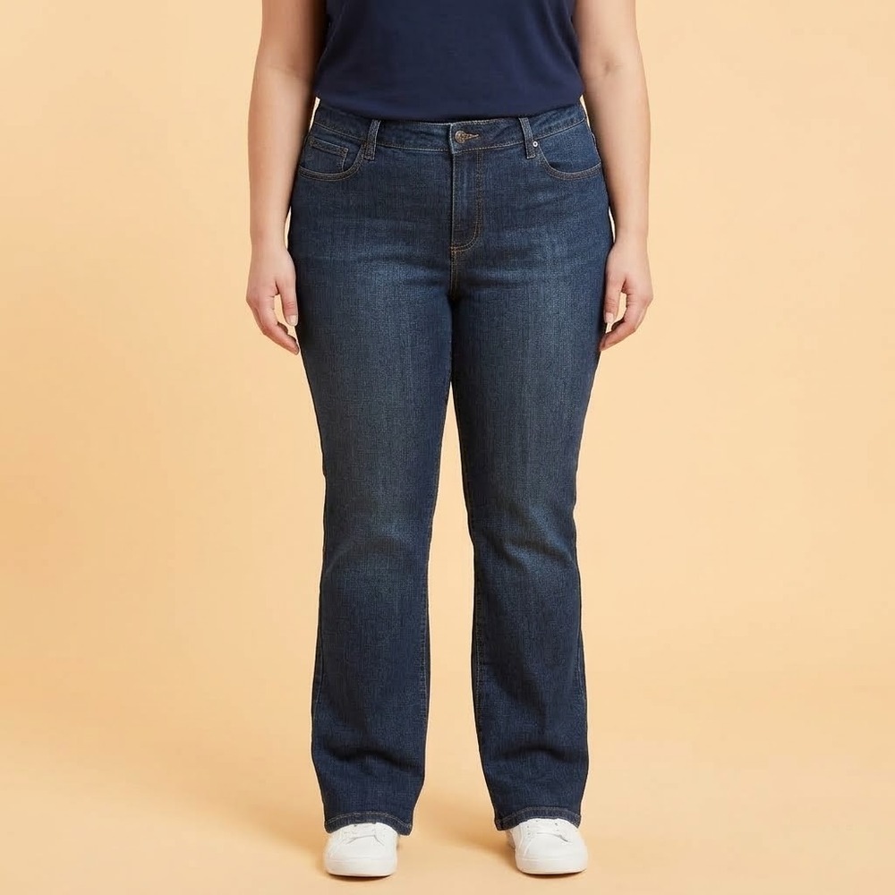 St. John's Bay Bootcut Jeans Womens 16 Medium Wash Denim Blue Stretch EUC
